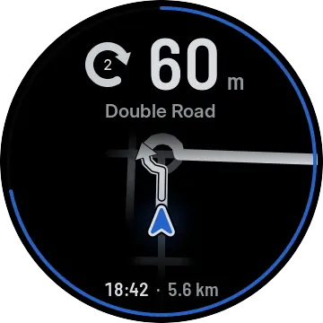 Roundabout: second exit in 60 metres, with the exit drawn on the circle.